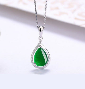 Tajade 925 Silver Chrysoprase Necklace Pendant